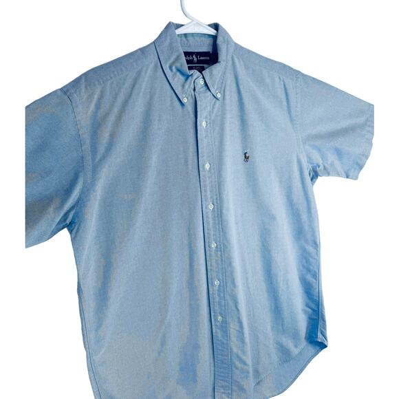 Ralph Lauren Men's Blake Shirt Short Sleeve Button Down Cotton Solid Blue Size M - Picture 2 of 6